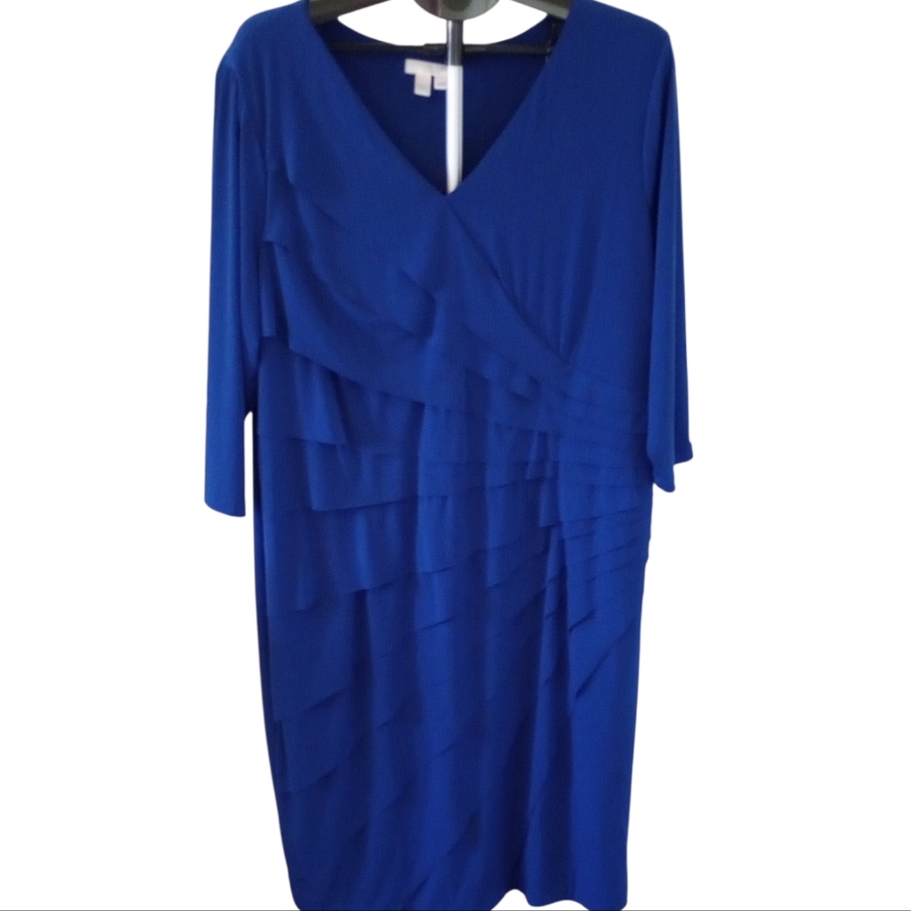 London Times Royal Blue Long Sleeve Dress Women's 20W GREAT CONDITION